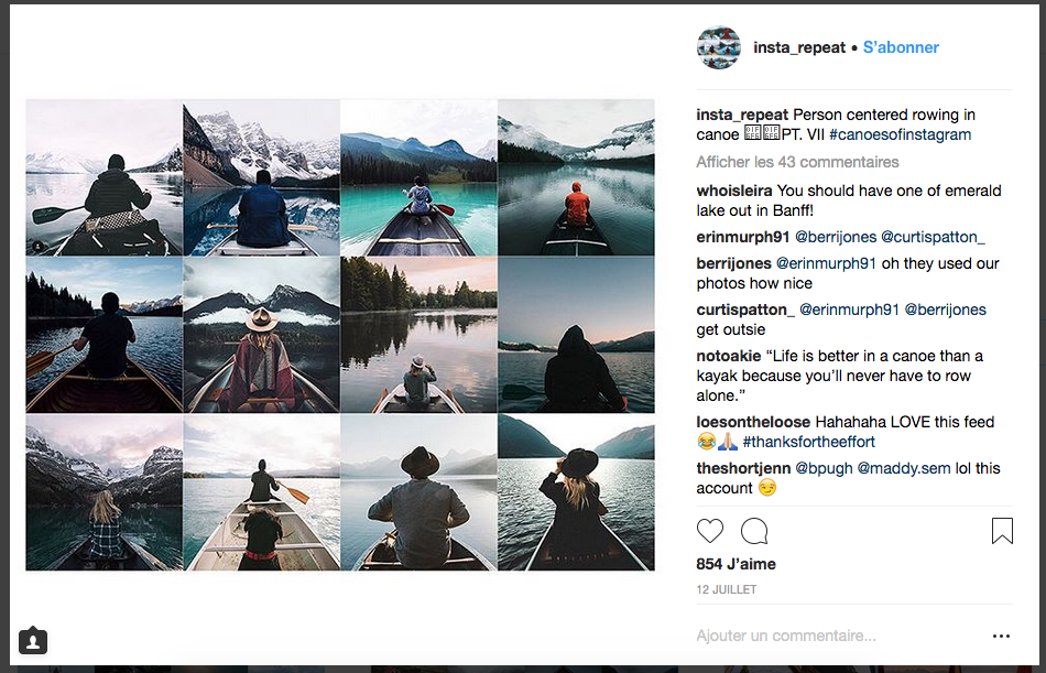Insta-repeat, l'instagram qui met en avant les photos similaires des blogs voyages