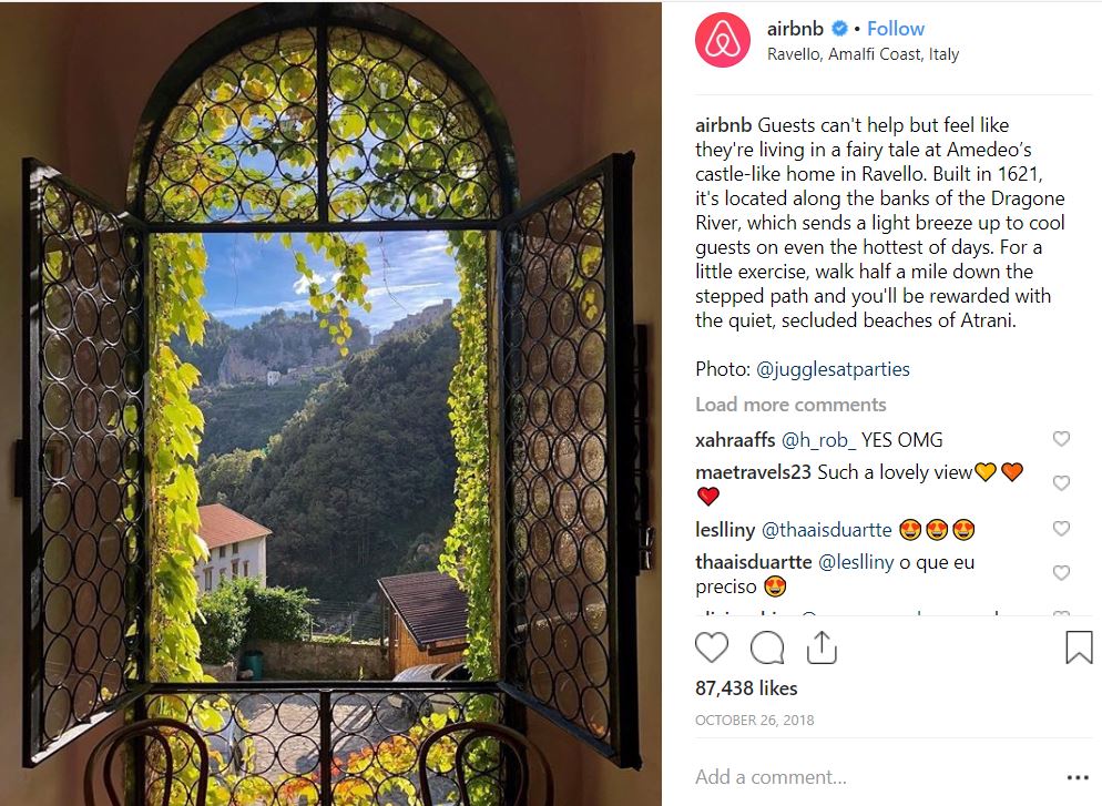 Les 10 destinations Airbnb les plus likées sur Instagram