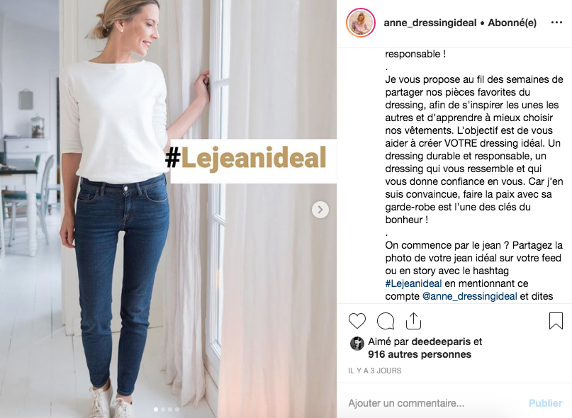 Anne Montecer du blog Le Dressing Idéal propose un hashtag pour mieux choisir ses basiques