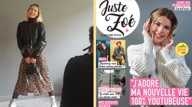 Juste Zoé raconte sa nouvelle vie de YouTubeuse dans un magazine