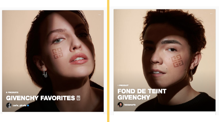 Sur Instagram, Givenchy utilise les guides pour une campagne de marketing d’influence