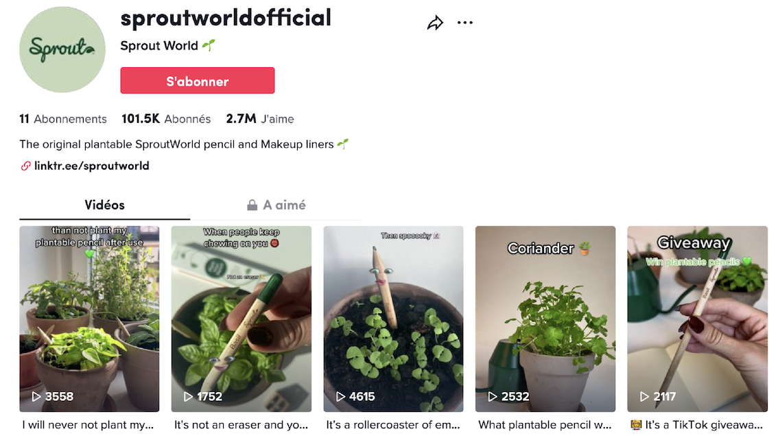 Sprout, la marque qui a atteint les 100.000 abonnés sur TikTok en quatre semaines