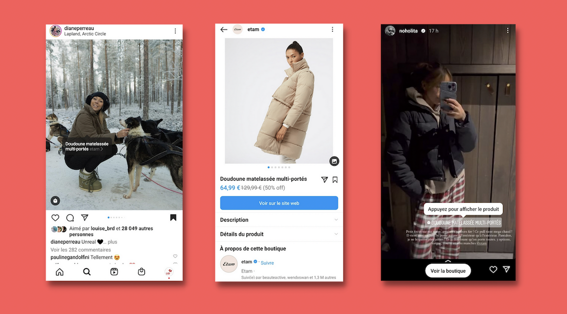 Etam en Laponie teste le social shopping sur Instagram avec des influenceuses