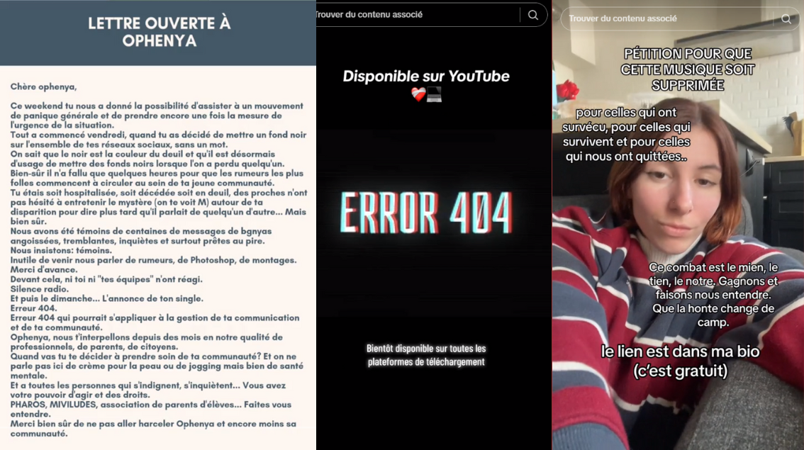 Une pétition a été lancée pour supprimer « Erreur 404 », la musique d’Ophenya
