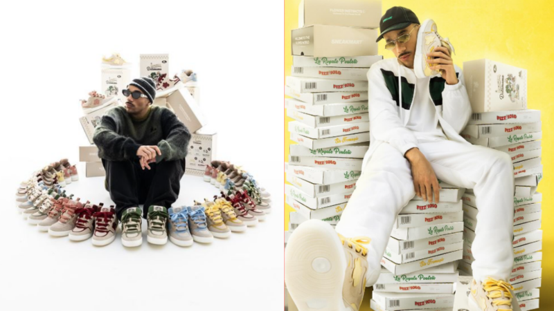 Avec Pizza Delamama, Mister V sort une collection de sneakers en collaboration avec deux marques