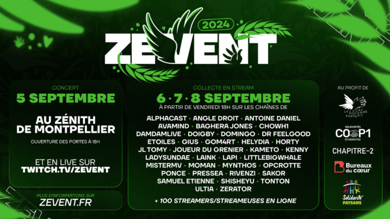 ZEvent est de retour et voici les streamers présents