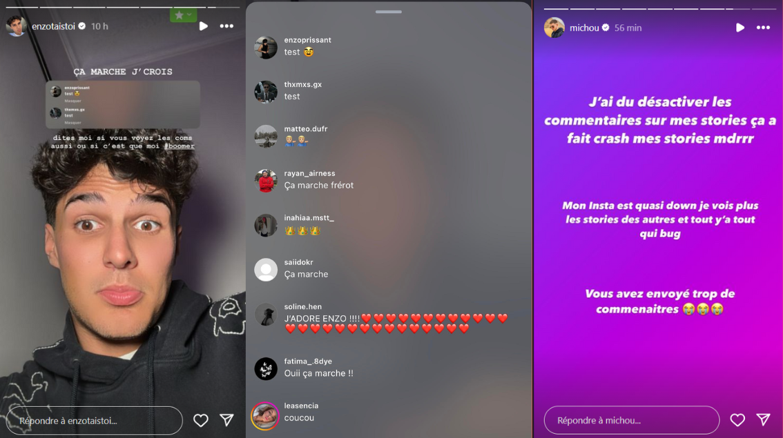 Les influenceurs testent les commentaires dans les stories sur Instagram