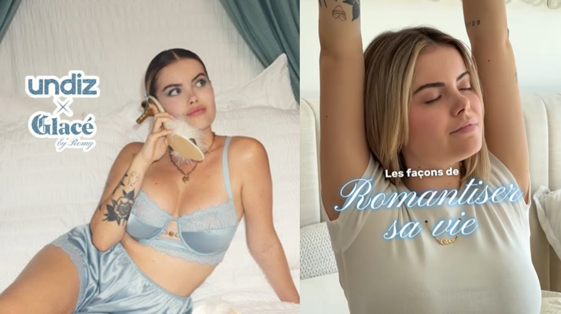 Pour Undiz, Romy imagine une collection de lingerie avec sa marque Glacé