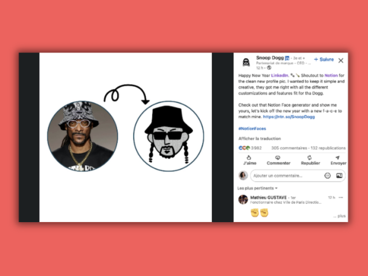 Notion lance une campagne d’influence sur LinkedIn avec une dizaine de créateurs (dont Snoop Dogg)