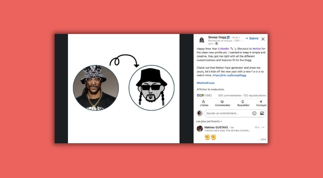 Notion lance une campagne d’influence sur LinkedIn avec une dizaine de créateurs (dont Snoop Dogg)