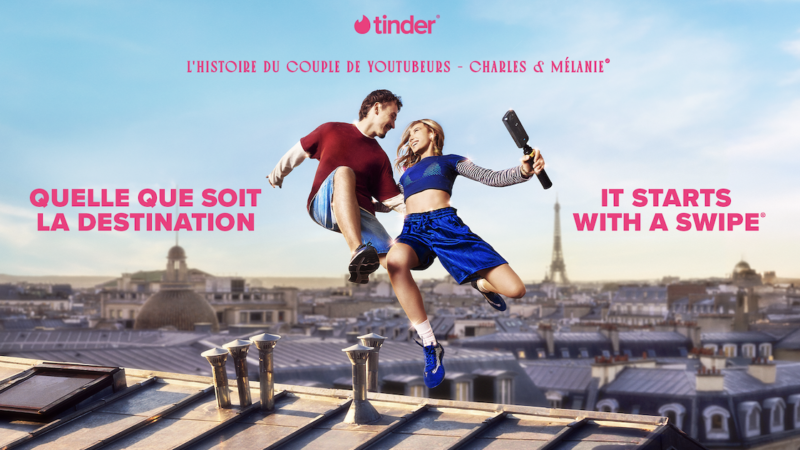 Tinder choisit les YouTubeurs Charles et Mélanie pour incarner sa nouvelle publicité