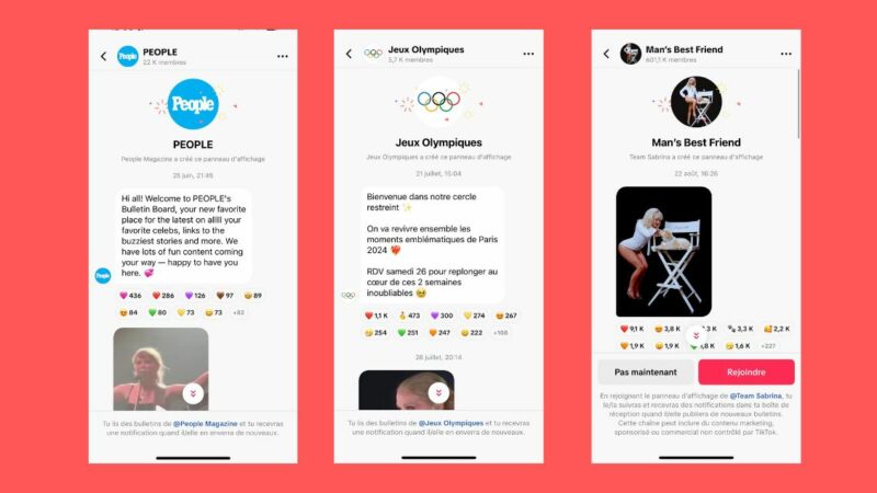 TikTok introduit les panneaux d’affichage (Bulletin Board)