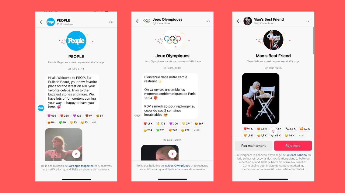 TikTok introduit les panneaux d’affichage (Bulletin Board)