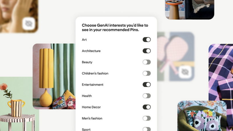 Pinterest propose à ses utilisateurs de voir plus ou moins de contenus générés par IA
