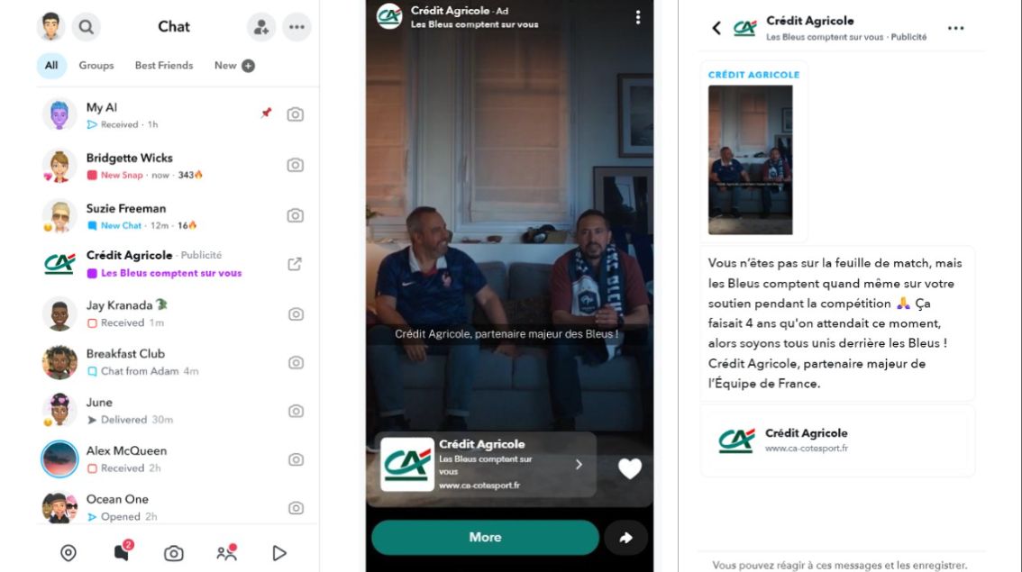 Le Crédit Agricole est la première marque à tester le format First Snap sur Snapchat à l&rsquo;occasion de la Coupe du Monde