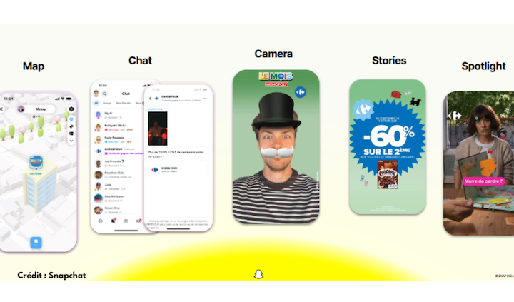 Comment Carrefour a investi les 5 espaces publicitaires de Snapchat