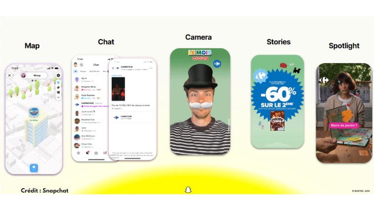 Comment Carrefour a investi les 5 espaces publicitaires de Snapchat